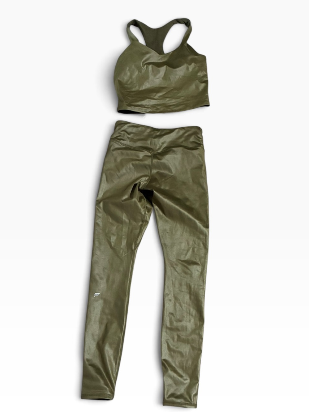 NWT Fabletics Khloé Kardashian Olive Shine Set S Top XS Leggings